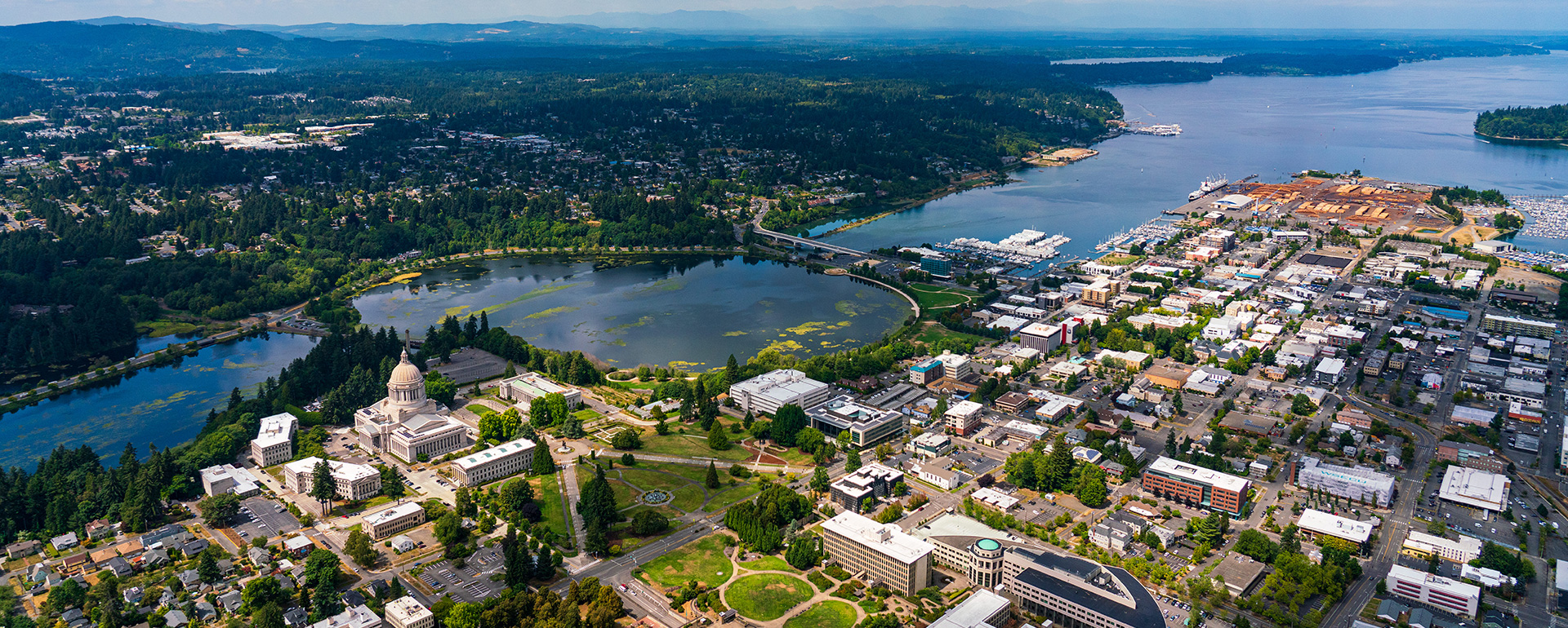 Aerial photo of Budd Inlet and the Port Peninsula