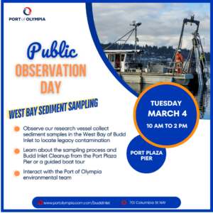 Graphic with text that reads "Public Observation Day" West Bay Sampling