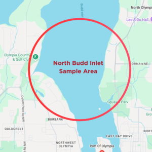 Map showing sample area in North Budd Inlet