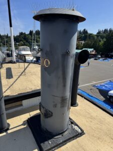 Smoke stack from Sand Man tugboat